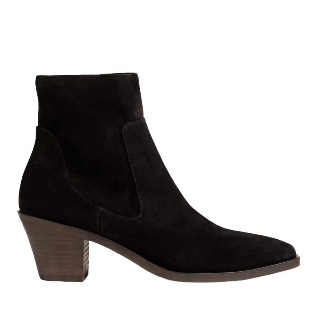 rag & bone Axel Black Suede Square Toe Block Heel Ankle Boots Women’s Size 7